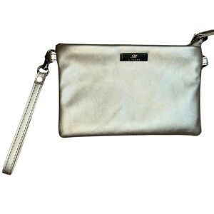 Metallic Gold Faux Leather Clutch – Crossbody Wristlet, Minimalist Party Purse